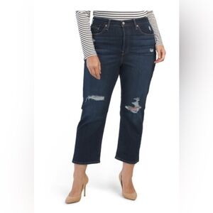 Levi's Women's Straight Leg Distressed Dark Blue Jeans